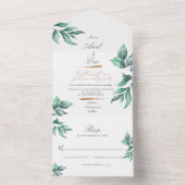 Invitation Tout En Un Rustic Emerald Green et Eucalyptus Mariage (À l'intérieur)