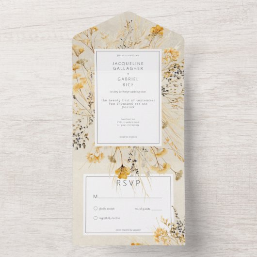 Invitation Tout En Un Rustic Fall Fields Fleur sauvage Pas de dîner (À l'intérieur)