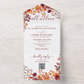 Invitation Tout En Un Rustic Fall In Love Automne Floral QR Code Mariage (À l'intérieur)