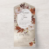 Invitation Tout En Un Rustic Fall Neutral Wreath Gold Dinner (À l'intérieur)