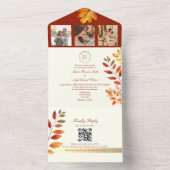 Invitation Tout En Un Rustic Fall QR Code Mariage (À l'intérieur)