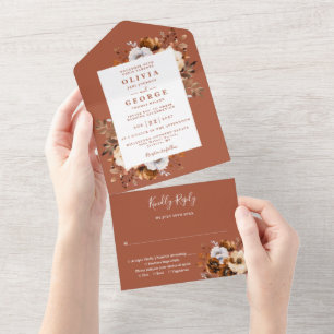Invitation Tout En Un Rustic Fall Terracotta Moderne Floral Mariage