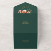 Invitation Tout En Un Rustic Floral Emerald Gold Détails Mariage RSVP (Dehors)