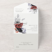 Invitation Tout En Un Rustic Harbour Yacht Sailboat Mariage aquarelle (Dehors)