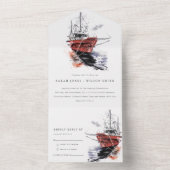 Invitation Tout En Un Rustic Harbour Yacht Sailboat Mariage aquarelle (À l'intérieur)