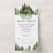 Invitation Tout En Un Rustic Log Cabin Mountain Forest Lake Wedding (À l'intérieur)