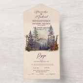 Invitation Tout En Un Rustic Mountain Forest Evergreen Tree Wedding (À l'intérieur)