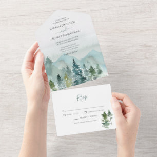 Invitation Tout En Un Rustic Mountain Forest Mariage