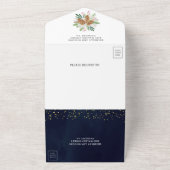 Invitation Tout En Un Rustic Navy Blue Pine Cone Photo Mariage de Noël (Dehors)
