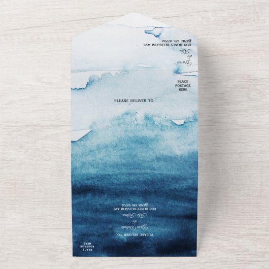 Invitation Tout En Un Rustic Ocean Réponse Simple Par Mariage (Dehors)