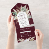 Invitation Tout En Un Rustic Pampas Eucalyptus Arch Burgundy Wedding (Déchirure)