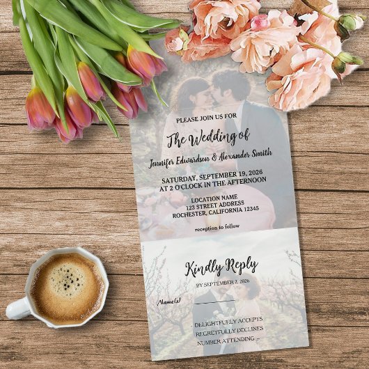 Invitation Tout En Un Rustic photo elegant country Wedding