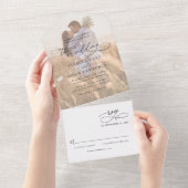 Invitation Tout En Un Rustic Sage Green Mariage photo moderne (Déchirure)