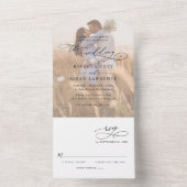 Invitation Tout En Un Rustic Sage Green Mariage photo moderne (À l'intérieur)