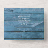 Invitation Tout En Un Rustic String illumine le Mariage en bois bleu tou (Verso)
