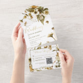 Invitation Tout En Un Rustic Summer Fleurs sauvages & Daisies QR Code (Déchirure)