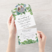 Invitation Tout En Un Rustic Tropical Monstera Palm Feuille Mariage phot (Déchirure)