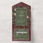 Invitation Tout En Un Rustic Winter Berries & Pine Bourgogne Détails (À l'intérieur)