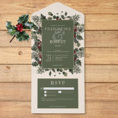 Invitation Tout En Un Rustic Winter Berries & Pine Creative Détails