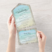 Invitation Tout En Un Rustic Wood Destination Ocean Beach Mariage (Déchirure)