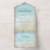 Invitation Tout En Un Rustic Wood Destination Ocean Beach Mariage (À l'intérieur)