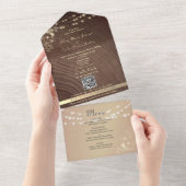 Invitation Tout En Un Rustic Wood Gold Floral Wedding (Déchirure)