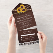 Invitation Tout En Un Rustic Wood Lace String (Déchirure)