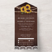 Invitation Tout En Un Rustic Wood Lace String (À l'intérieur)