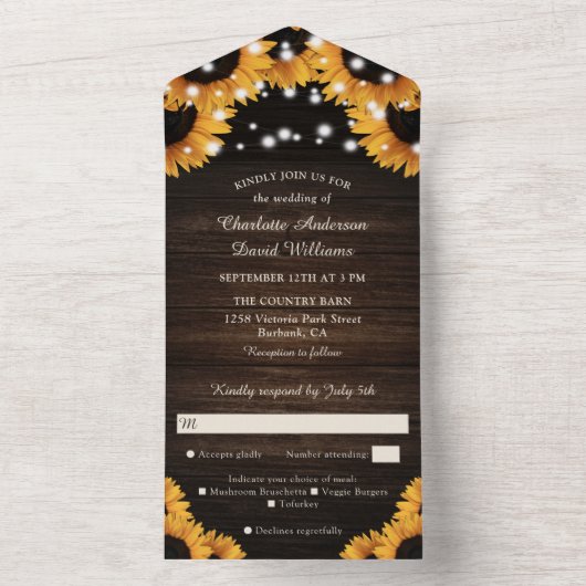 Invitation Tout En Un Rustic Wood Lace String (À l'intérieur)