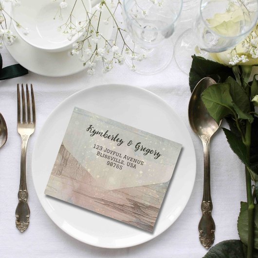 Invitation Tout En Un Rustique Abstrait Ocean Landscape Photo QR Code