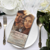 Invitation Tout En Un Rustique Abstrait Ocean Landscape Photo QR Code