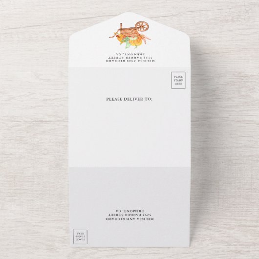 Invitation Tout En Un Rustique Automne Maple Feuille Citrouille Mariage (Dehors)