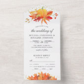 Invitation Tout En Un Rustique Automne Maple Feuille Citrouille Mariage (À l'intérieur)