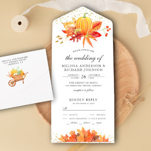 Invitation Tout En Un Rustique Automne Maple Feuille Citrouille Mariage