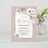Invitation Tout en un Rustique Automne Mariage Floral (Debout devant)