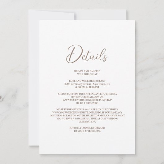 Invitation Tout en un Rustique Automne Mariage Floral (Dos)