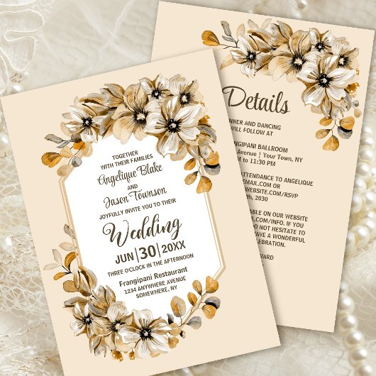 Invitation Tout en un Rustique Automne Mariage Floral
