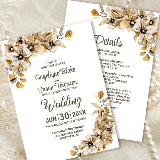 Invitation Tout en un Rustique Automne Mariage Floral