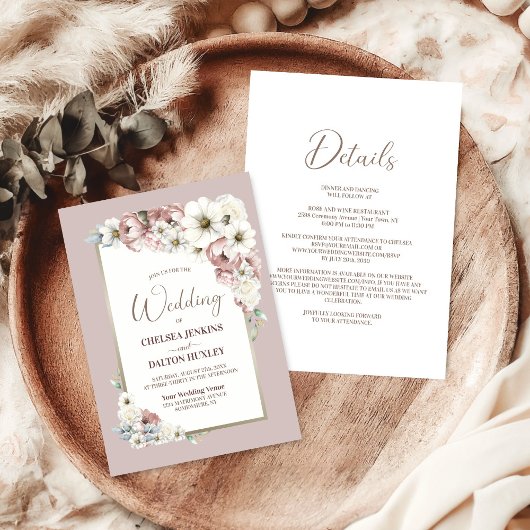 Invitation Tout en un Rustique Automne Mariage Floral