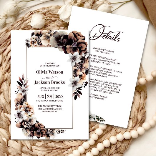 Invitation Tout en un Rustique Automne Mariage Floral