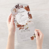 Invitation Tout En Un Rustique Automne Neutre Wreath Dîner gris (Déchirure)