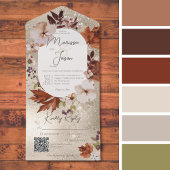 Invitation Tout En Un Rustique Automne Neutre Wreath Gold QR Code