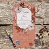 Invitation Tout En Un Rustique Automne Neutre Wreath Rust QR Code