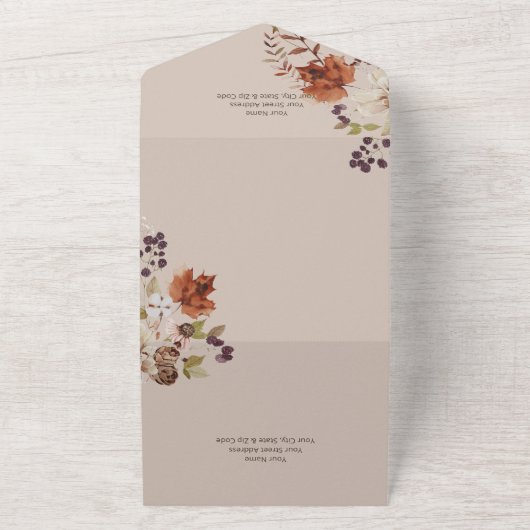 Invitation Tout En Un Rustique Automne Neutre Wreath Tan Dîner (Dehors)