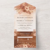 Invitation Tout En Un Rustique Automne Terme Floral Brûlé Orange Mariage (À l'intérieur)