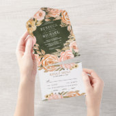 Invitation Tout En Un Rustique Automne Terme Floral Sage Vert Mariage (Déchirure)
