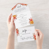 Invitation Tout En Un Rustique Automne Terracotta Floral Automne Mariage (Déchirure)