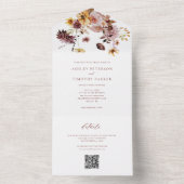 Invitation Tout En Un Rustique Automne Terracotta Floral Mariage QR (À l'intérieur)