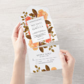 Invitation Tout En Un Rustique Automne Tons Terme Orange Floral Mariage (Déchirure)