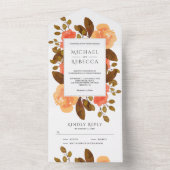 Invitation Tout En Un Rustique Automne Tons Terme Orange Floral Mariage (À l'intérieur)